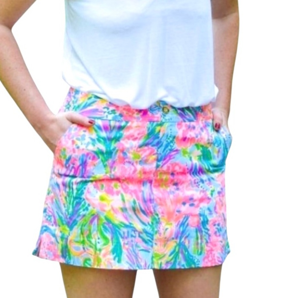 Lilly Pulitzer size 4 Sea Fan Nicki mini Skort skirt pink & green tropical print